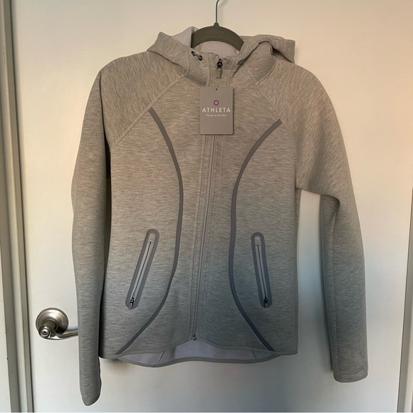 NWT Athleta Gray Fuse Hooded Jacket - Picture 1 of 6
